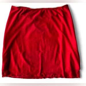 Cute Soft Girl Elegant Red Women's Lace Trim Romantic Girlie Skirt Small